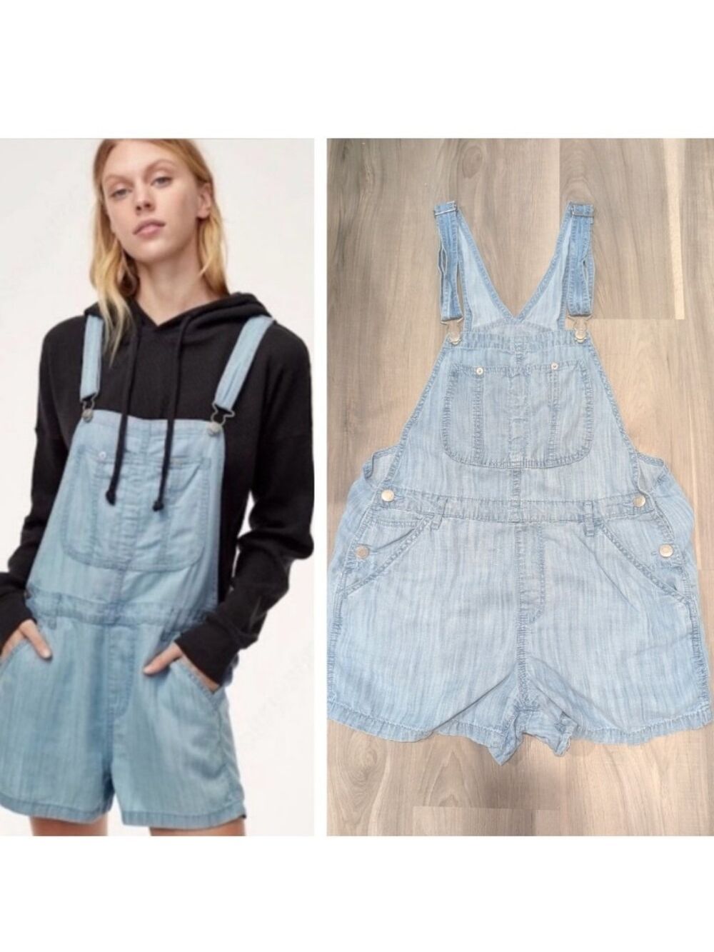 Aritzia Tna | Senryu Lyocell Shortall Overalls In Medium Light Wash